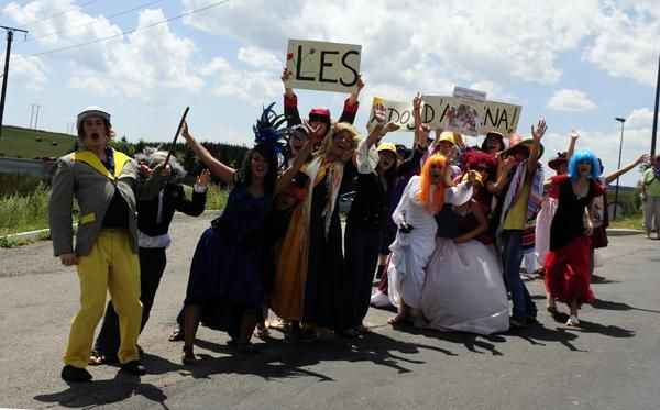 Spectators in fancy dress, it must be the Tour de France