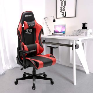 A gaming chair you might want to add a cupholder to.