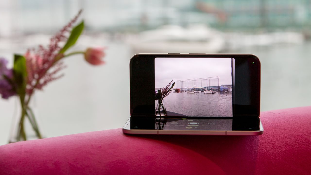 Pixel 9 Pro Fold camera in Flex Mode on Armchair