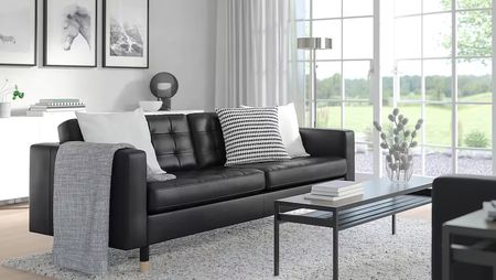  IKEA sale featuring Morabo Sofa black in gray modern living room