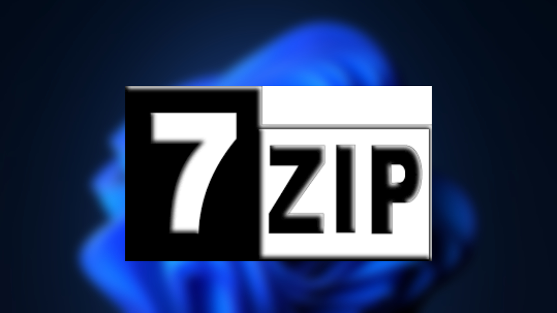 7zip logo on top of a blurred Windows 11 background