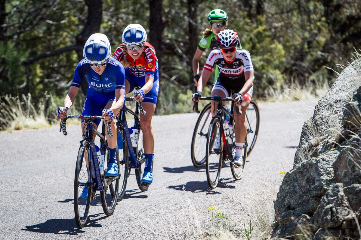 Katie Hall (UnitedHealthcare) decides to bring back the break on the climb
