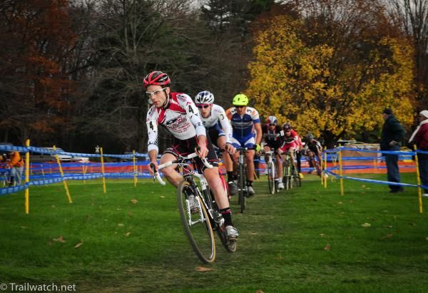 Justin Lindine (Bikereg.com) leading at the midway point in the race