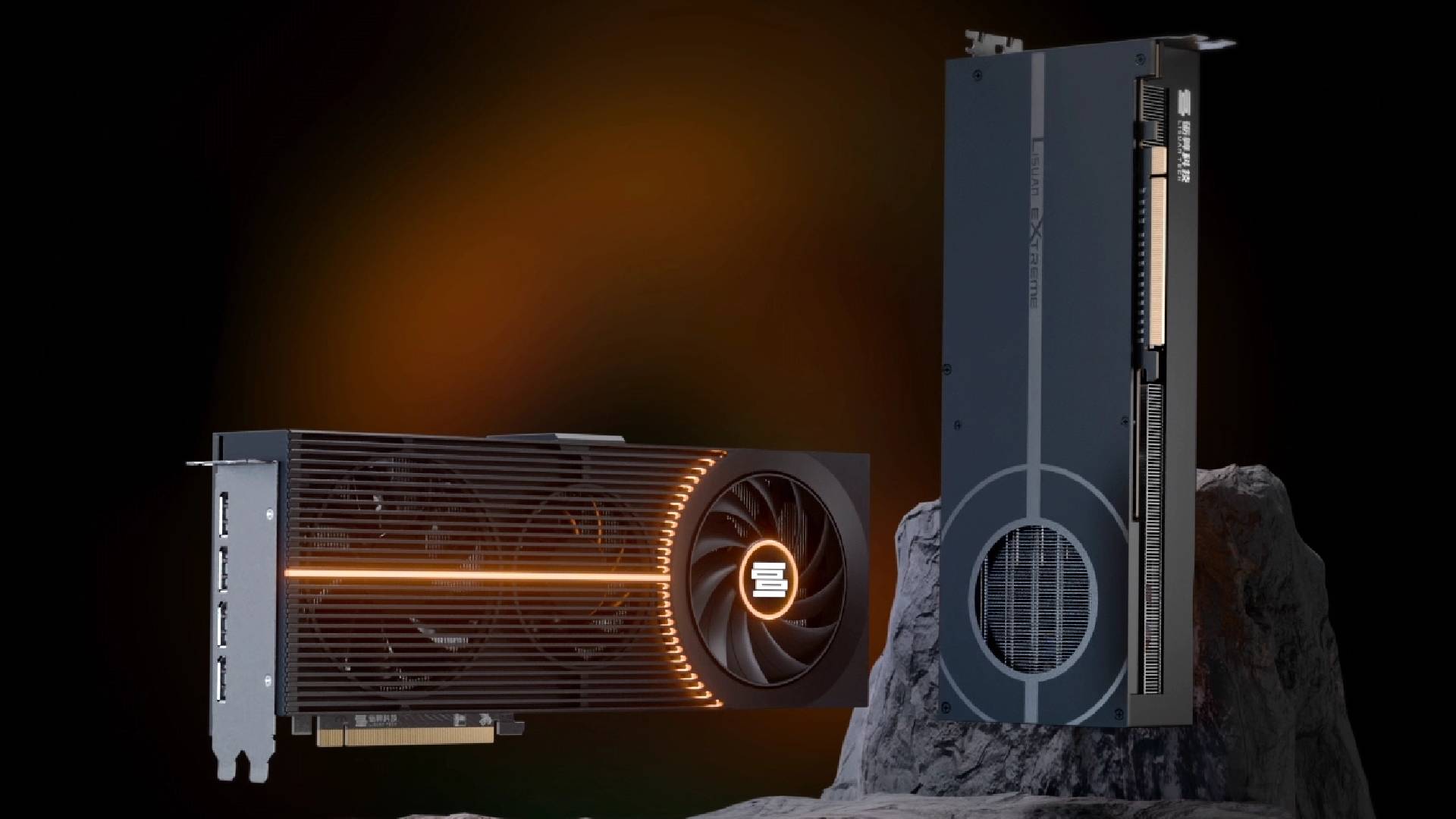 Lisuan LX 7G100 graphics card with front and back views.