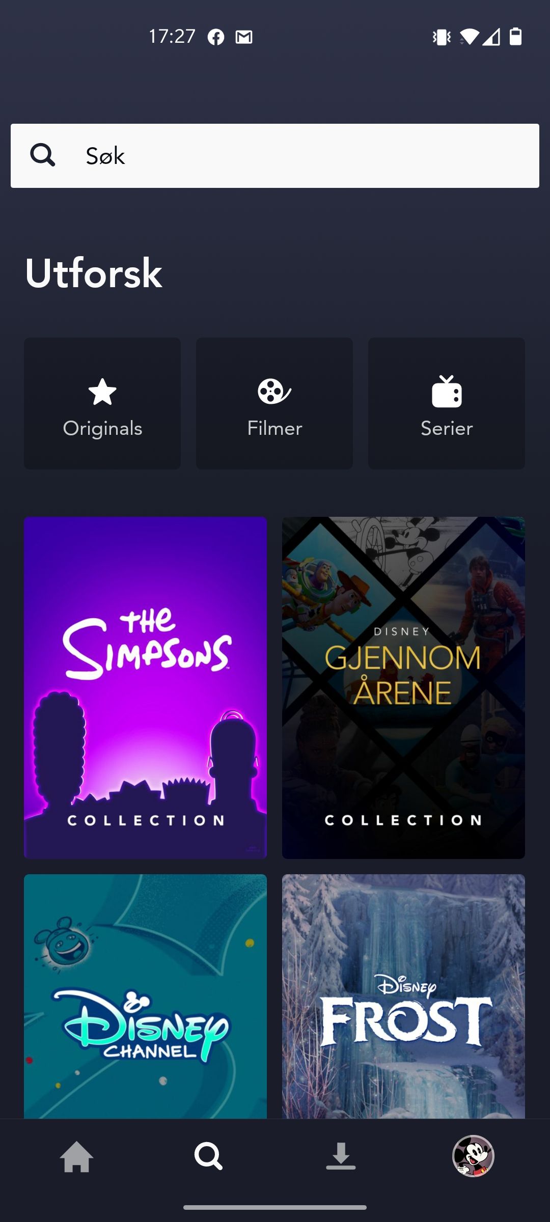 Utforsk-delen under s&oslash;k er kanskje den kjekkeste funksjonaliteten i Disney+