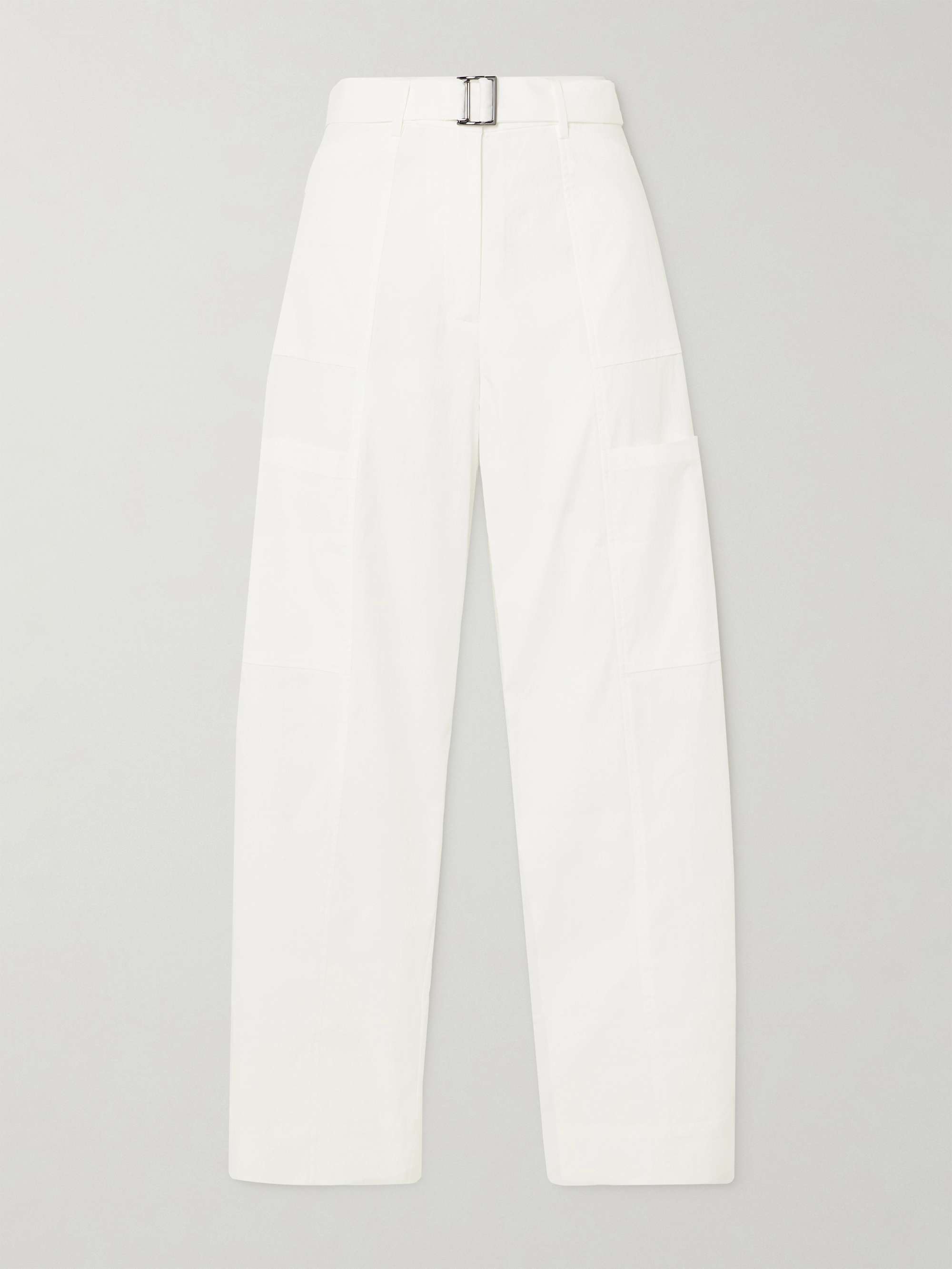 Utility Belted Cotton-Blend Wide-Leg Pants