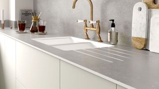 Bushboard Zenith compact laminate worksurface in Tectonica Fizzy
