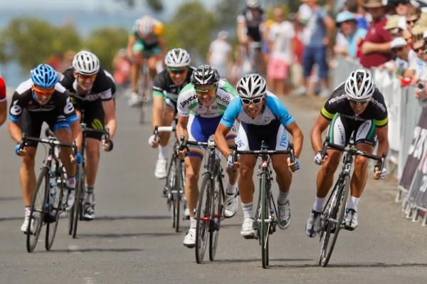 Caleb Ewan (NSWIS) positioned himself perfectly to best Allan Davis (GreenEdge) and Bernie Sulzberger (Urban Hotels) to win Stage 2