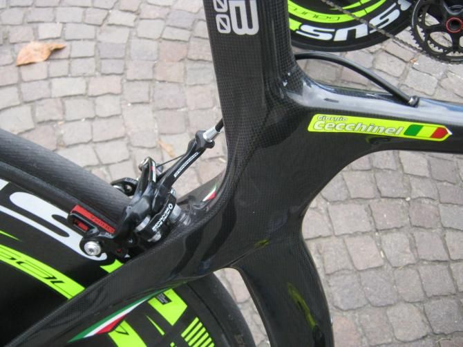 Giorgio Cecchinel's Cipollini bike has this robust seat post area