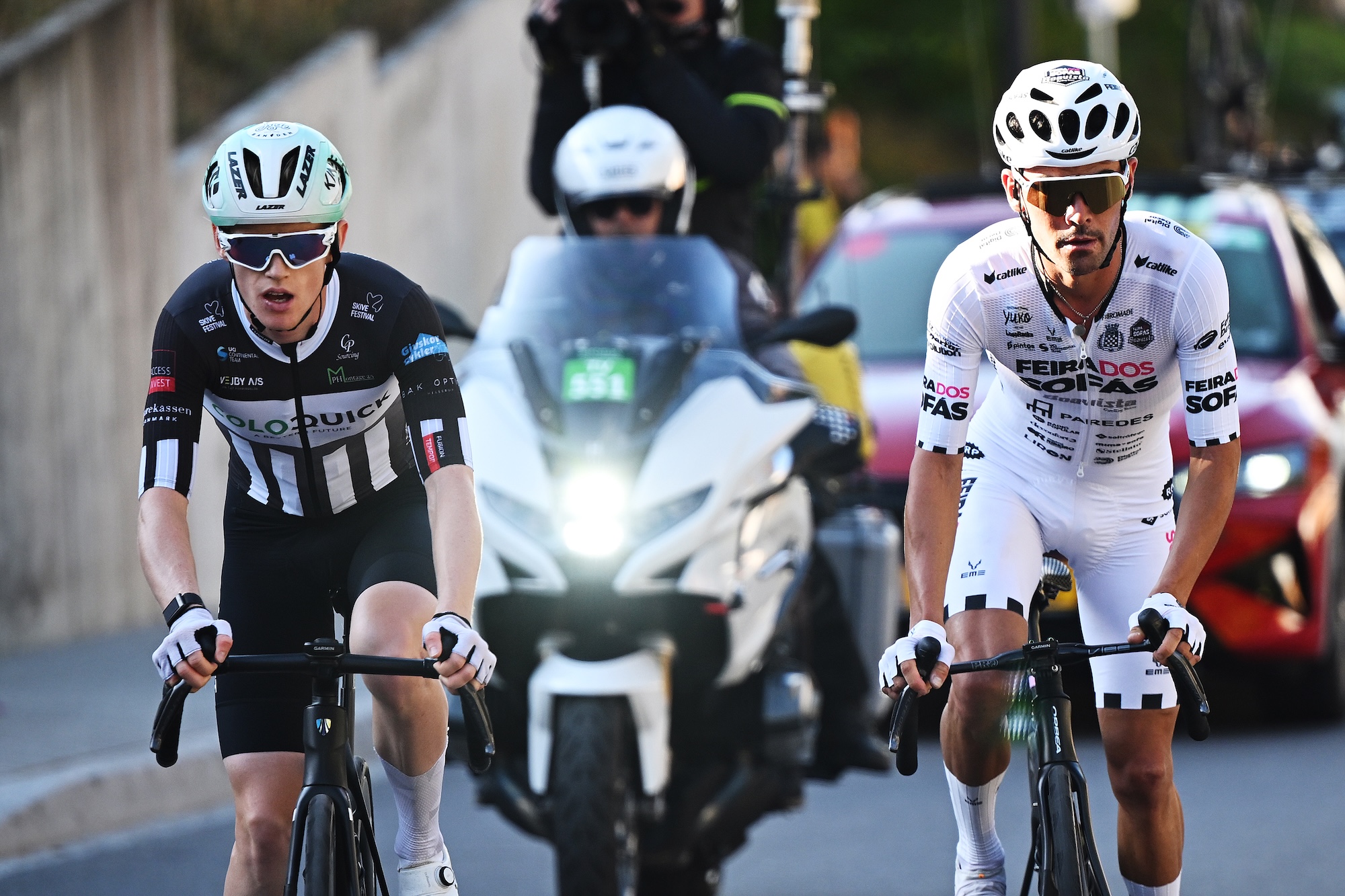Fabio Costa and Malte Hellerup in the breakaway at the Tour de Luxembourg during the opening stage