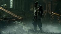 Swagger, a mysterious new ally for Darktide players, standing in a foggy abandoned industrial floor.