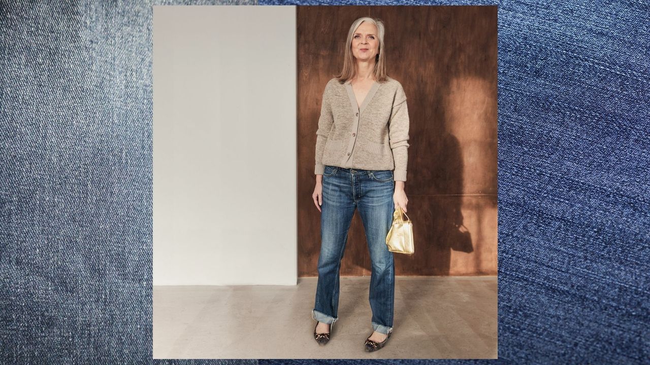 Fashion columnist Alyson Walsh wearing denim jeans