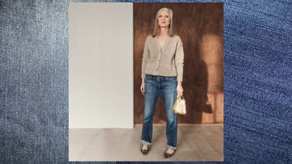 Fashion columnist Alyson Walsh wearing denim jeans
