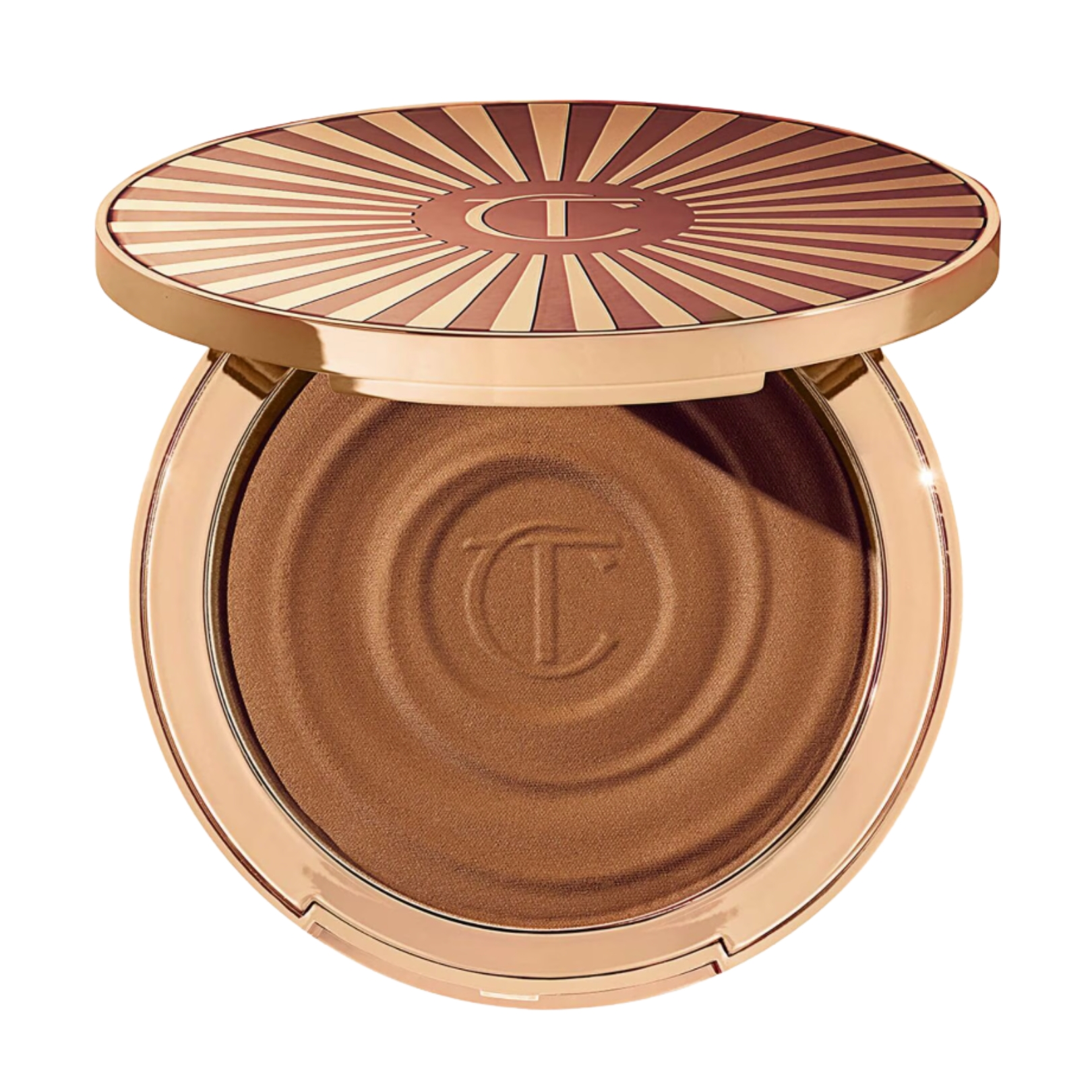 A product shot of the Charlotte Tilbury Beautiful Skin Sun-Kissed Glow Bronzer, on a white background