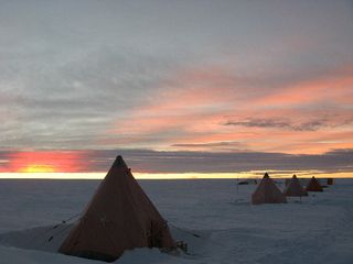 A camp set up by researchers collecting an ice core from a mountain on James Ross Island off the northeastern tip of the Antarctic Peninsula.