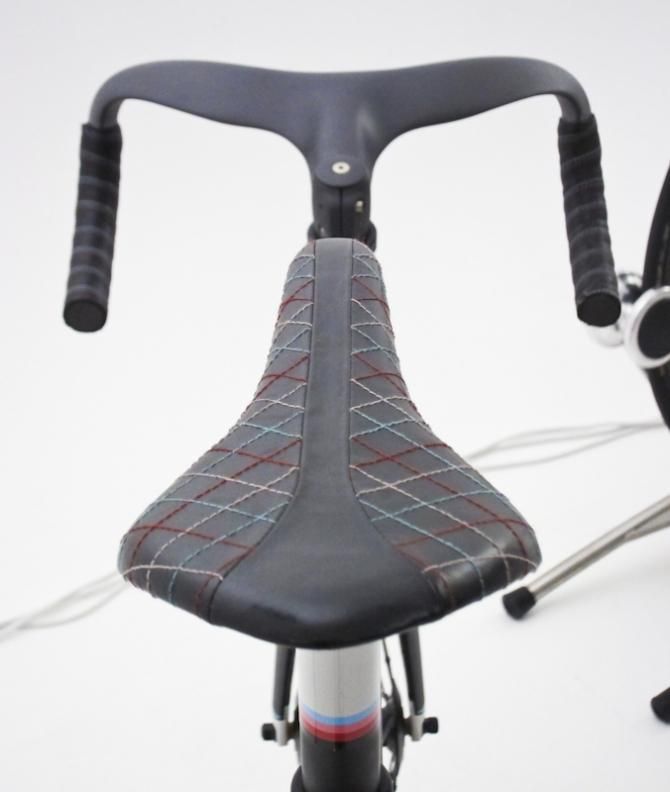 A Busyman Bicycles saddle set off the colours on this Baum track bike.