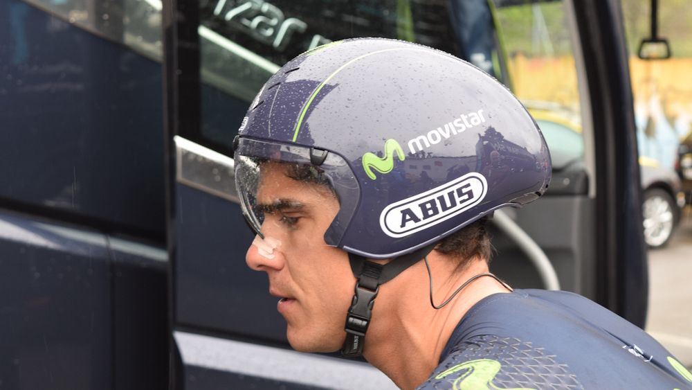 Abus are currently trialling a new TT helmet with the Movistar team