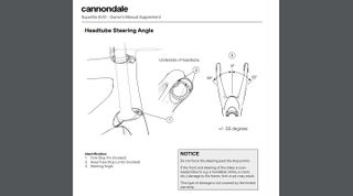 Cannondale Owners Manual describes use of steering stops and warrenty implications