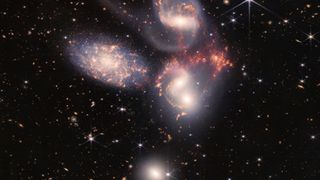 An image of Stephan's Quintet taken by the James Webb Space Telescope.