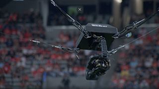 A Sony camera records an NFL game