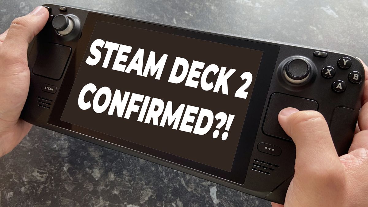 Steam Deck with the text &quot;Steam Deck 2 confirmed&quot;