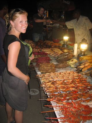 Emily Darling at a fish market in Mombasa, Kenya.
