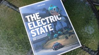 The Electric State Roleplaying Game core rulebook lying on a glass table