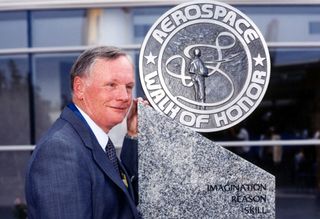 Apollo 11 astronaut Neil Armstrong in 1991 as he was honored by the City of Lancaster, California.