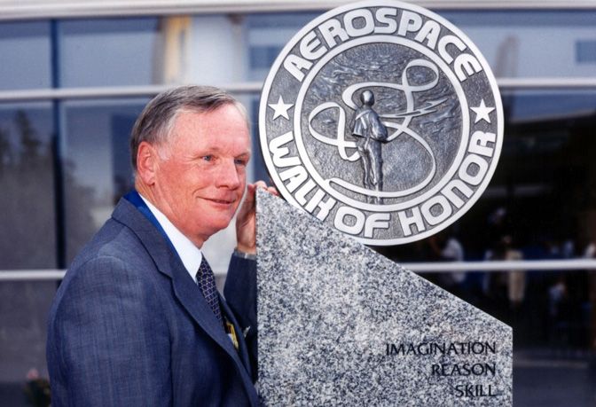 Apollo 11 astronaut Neil Armstrong in 1991 as he was honored by the City of Lancaster, California.