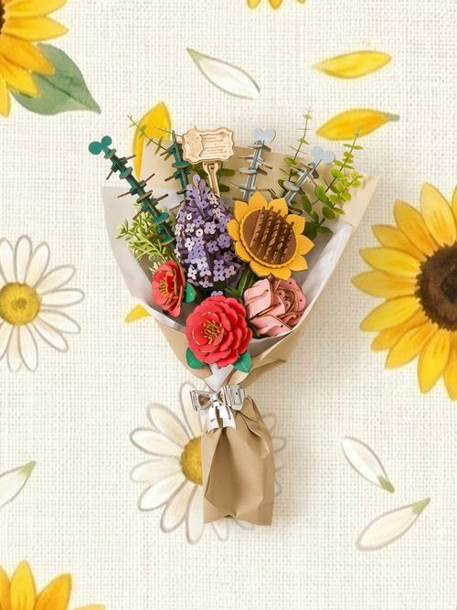Forever Flowers Bouquet, Wooden Flower Bouquet Building Kit 