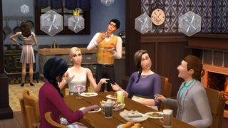 The Sims 4 Get Together - Sims in a dinner club eat together