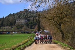 The women's peloton during Strade Bianche 2024