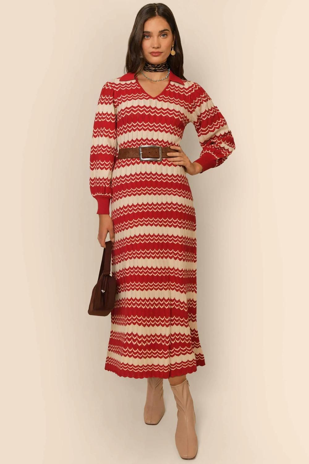Rixo Piper V-Neck Knit Dress