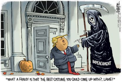 Political Cartoon U.S. Trump Impeachment Grim Reaper Scare