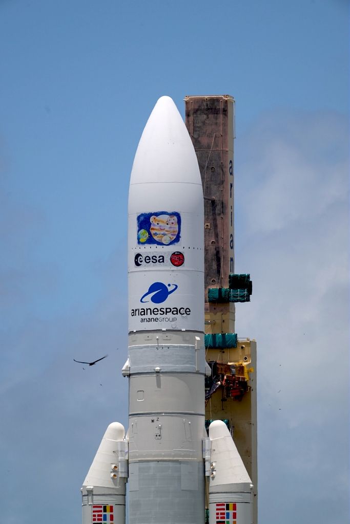 an ariane 5 rocket sits on a launch pad