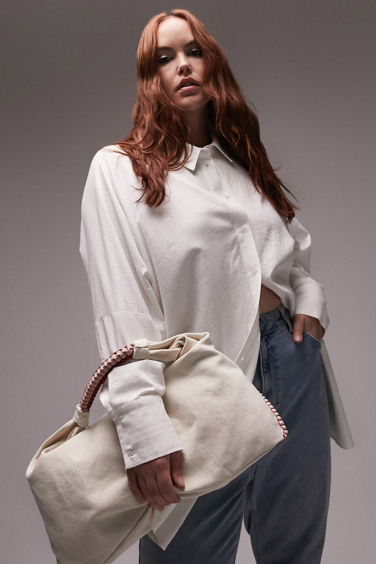 Topshop Curve Seersucker Button-Up Shirt