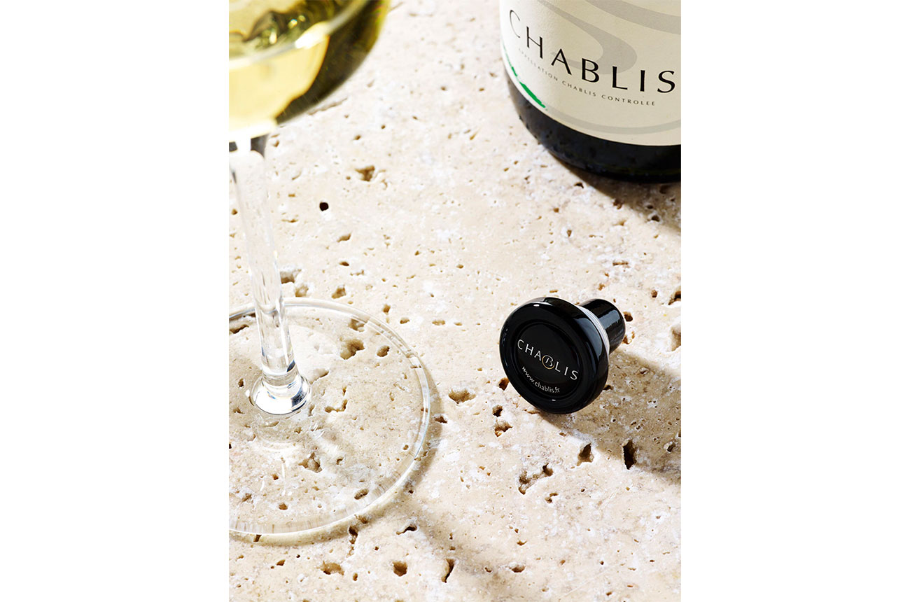 Chablis wine and bottle