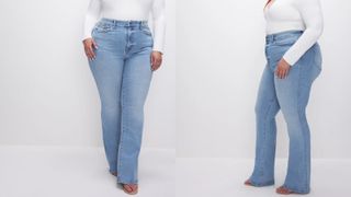 Good American classic flared bootcut in light blue