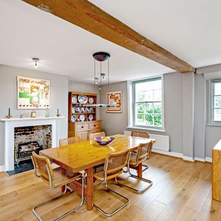 dining room with wooden flooring and table