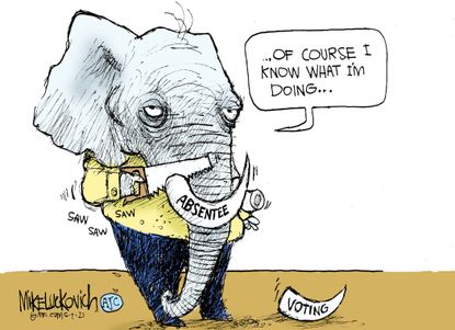 Political Cartoon U.S. gop voting restrictions