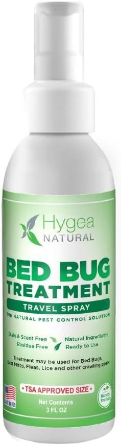 A bottle of Hygea Natural bed bug, lice and mite spray