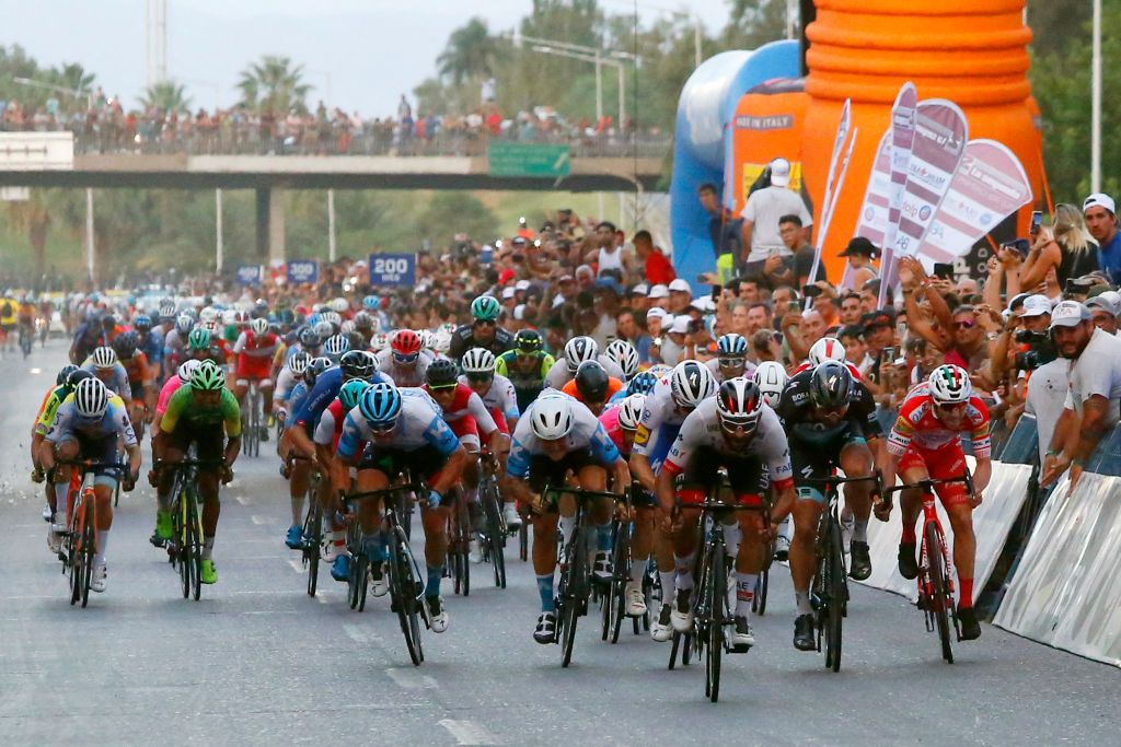 The stage 7 bunch sprint in San Juan