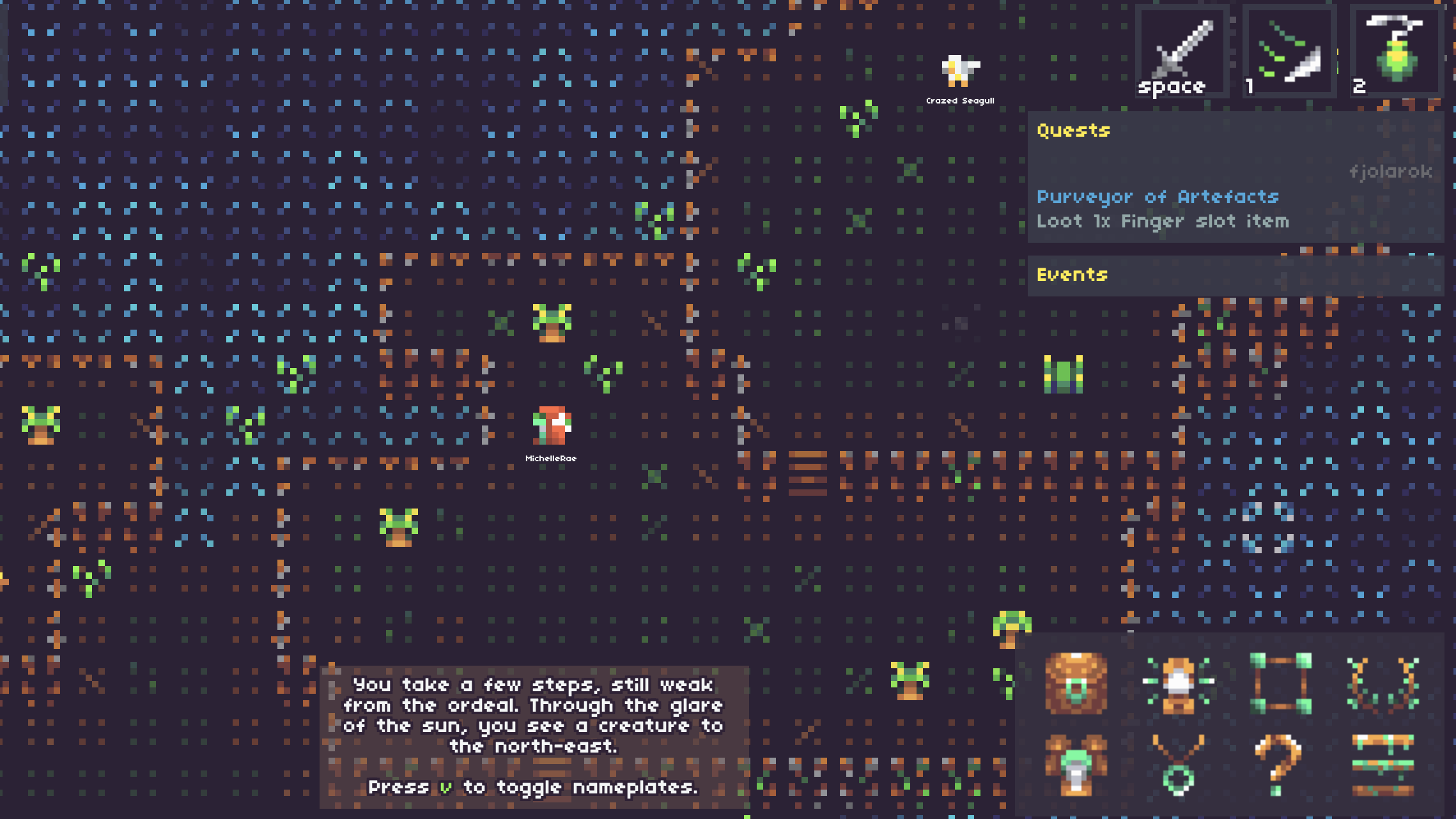 A jungle in Bitsy graphics