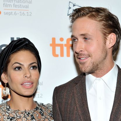 Actors (L-R) Eva Mendes and Ryan Gosling attend "The Place Beyond The Pines" premiere during the 2012 Toronto International Film Festival at Princess of Wales Theatre on September 7, 2012 in Toronto, Canada