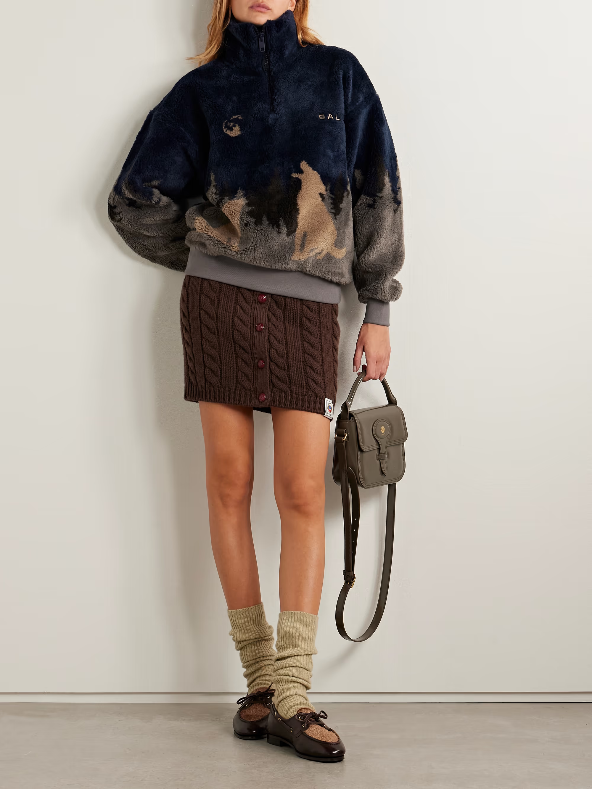 BALLY, Printed Fleece Half-Zip Jacket