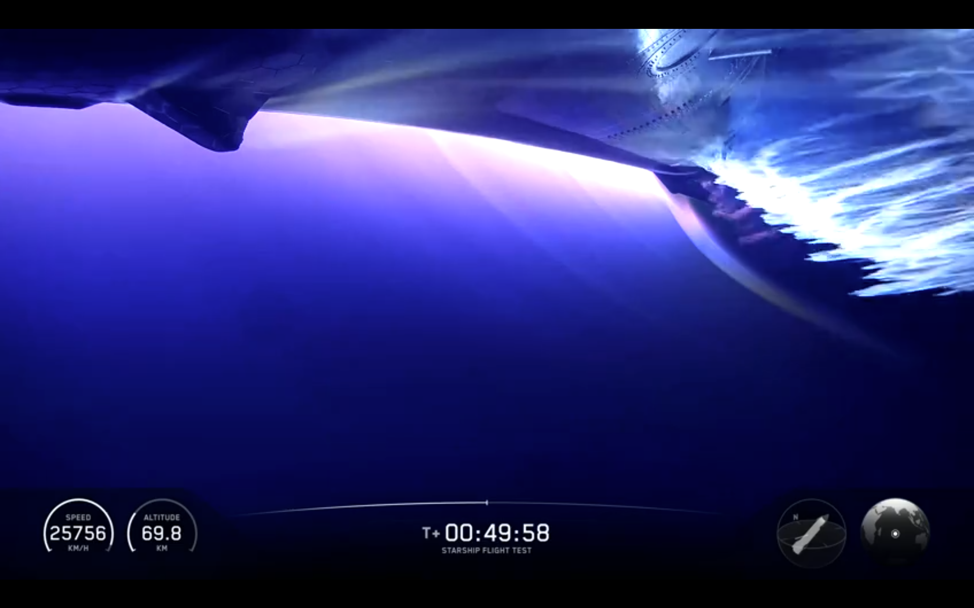 SpaceX 的 Starship Flight 13 重返大氣層期間