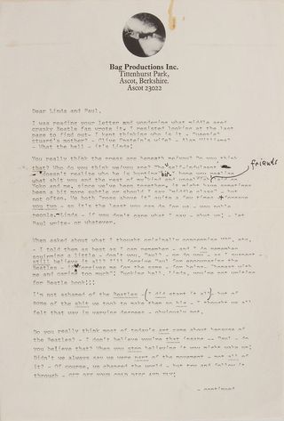 John Lennon's letter to Paul and Linda McCartney