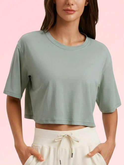 CRZ Yoga Pima Cotton Loose Crop T-Shirt