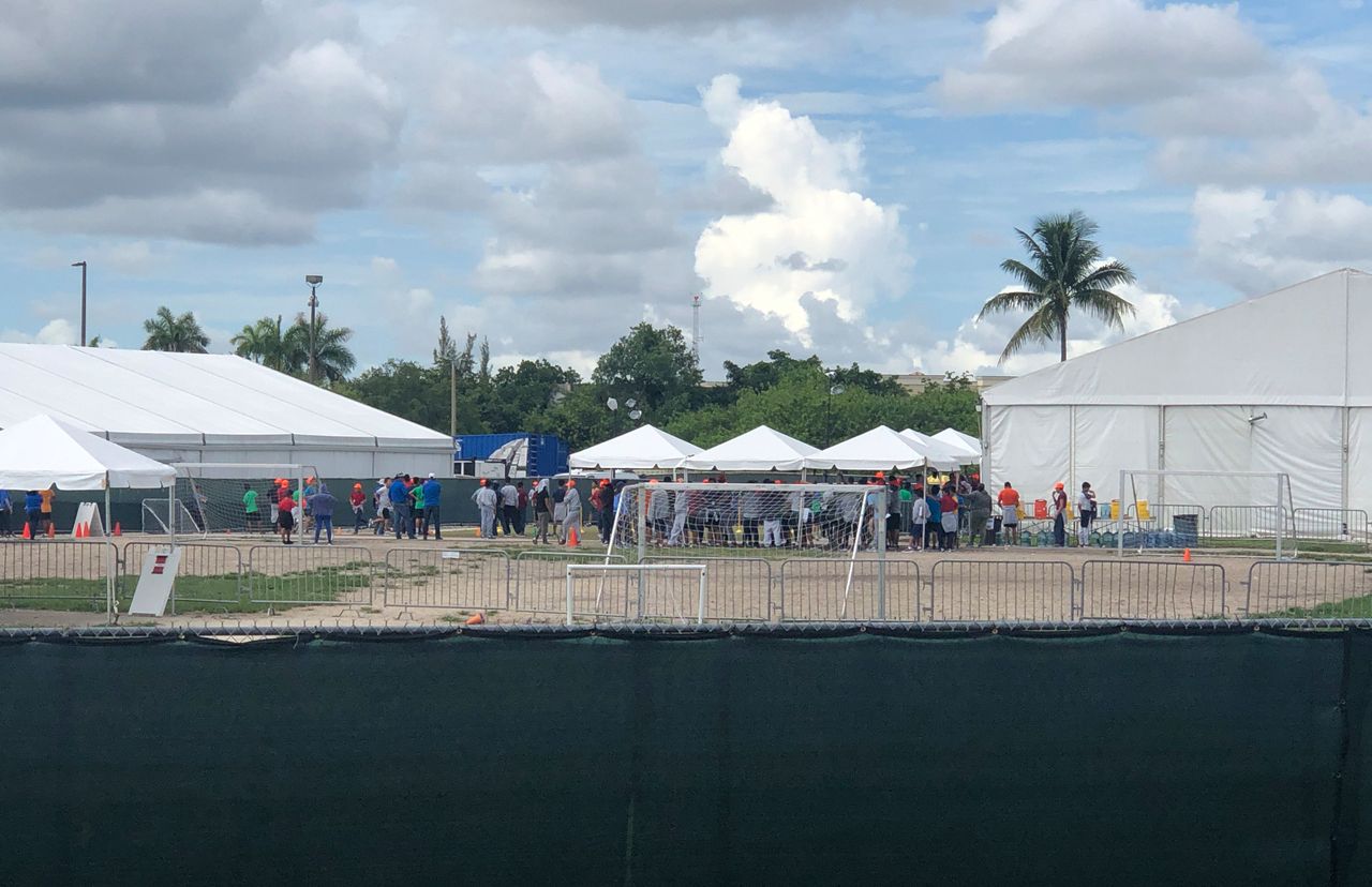 Children in the largest migrant children detention center in the US in Homestead, Florida.