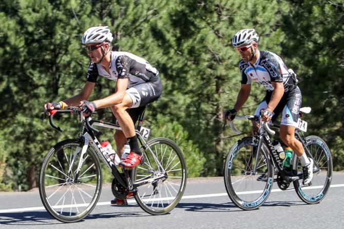 James Oram (Bontrager) and Eric Marcotte (Elbowz) sneak off the front.